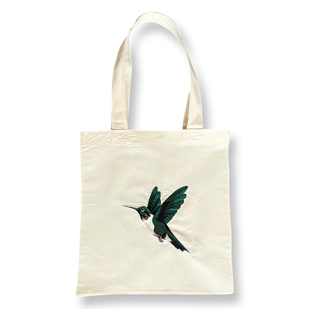 Tote Bag Bordado – Colibrí Esmeralda