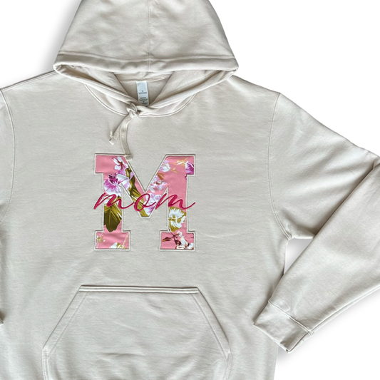 Hoodie bordada Bloom Mom – Arena | Hilo Negro