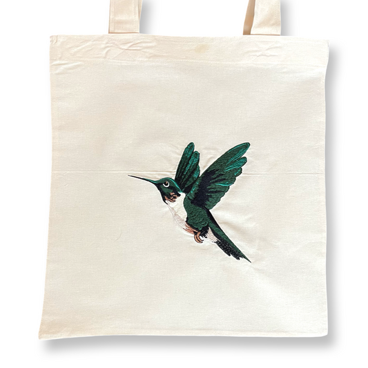 Tote Bag Bordado – Colibrí Esmeralda